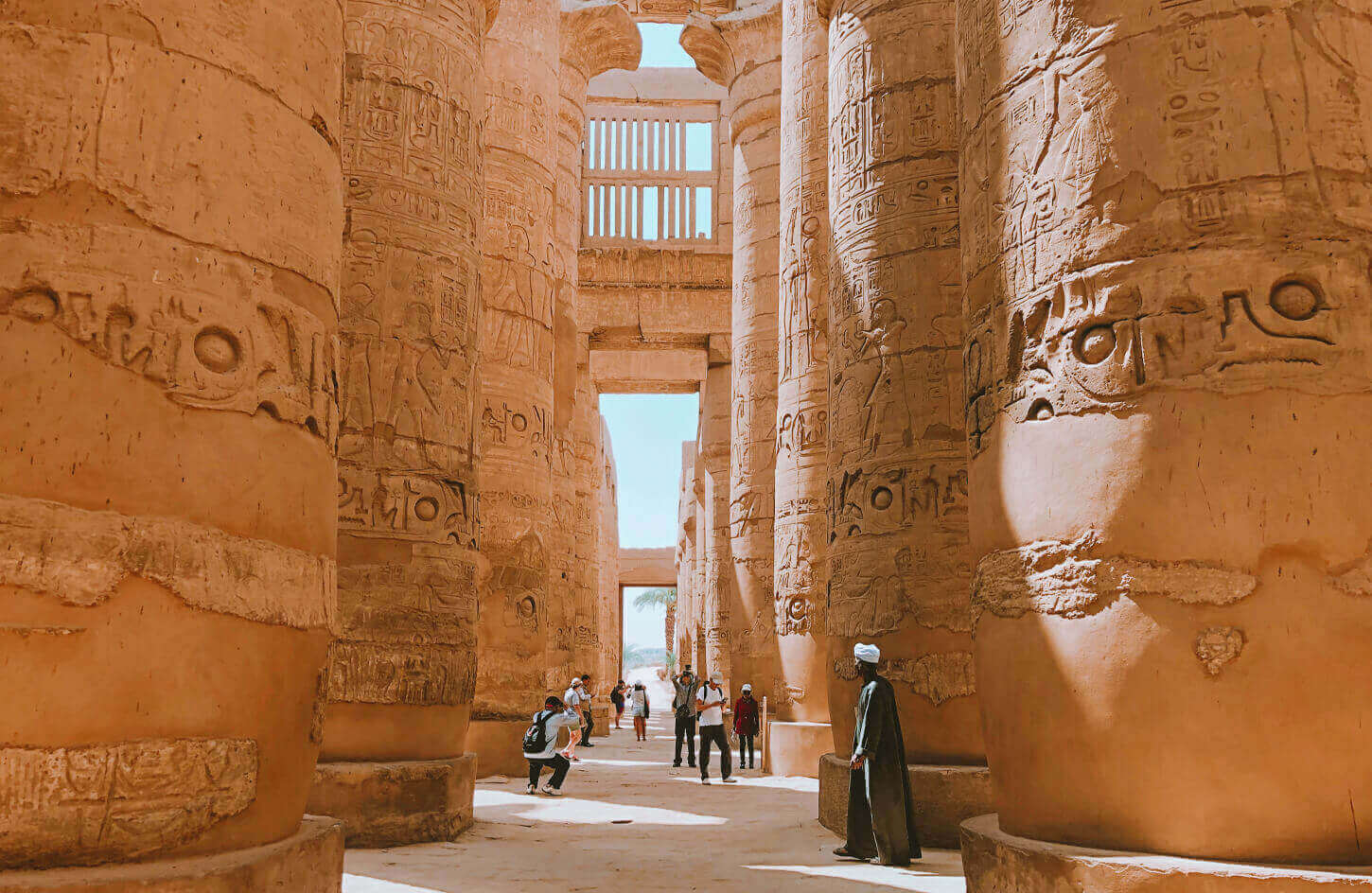 Visitors among the columns of Karnak Temple