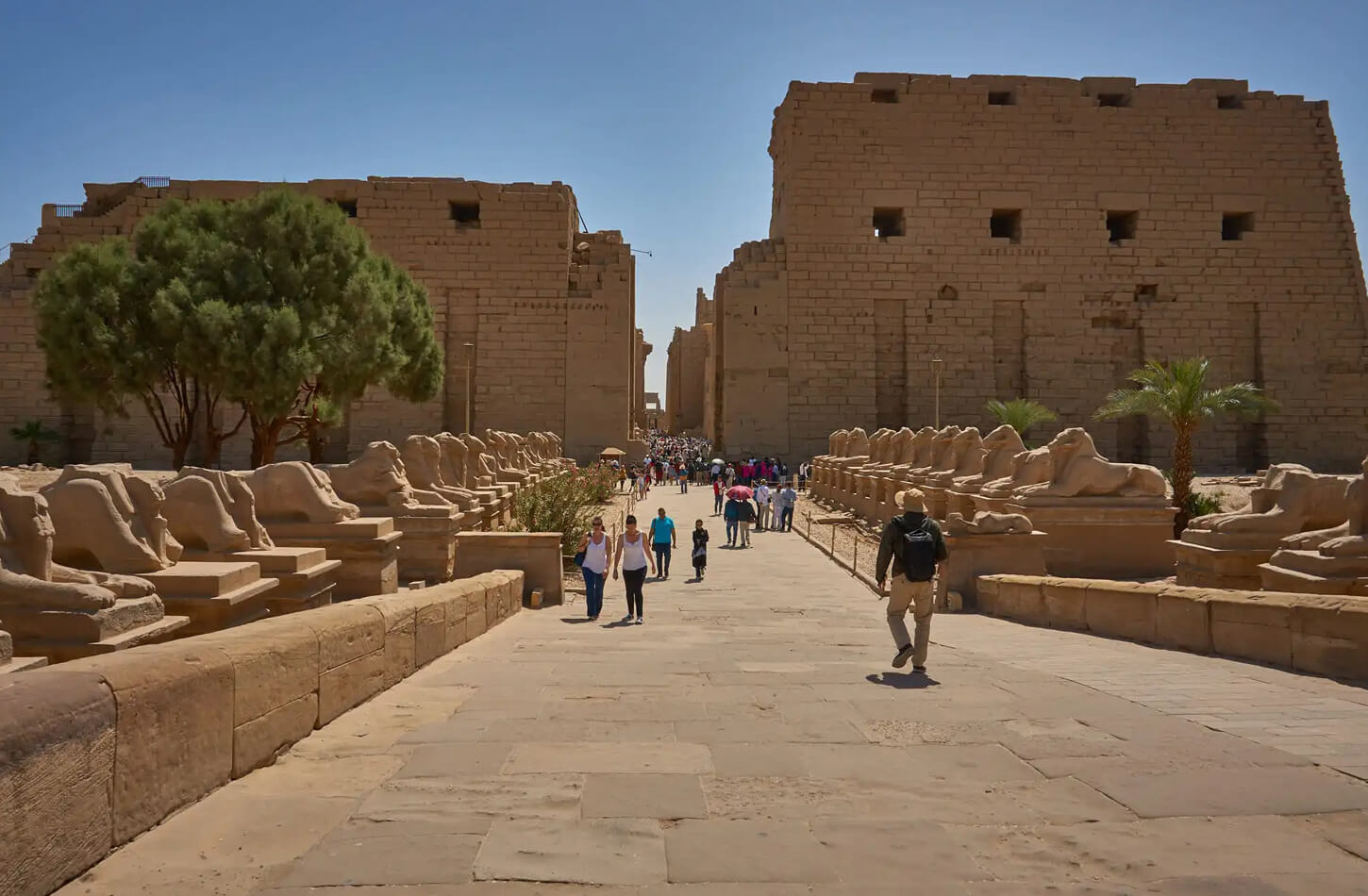 Visitors in front of Karnak Temple in Luxor