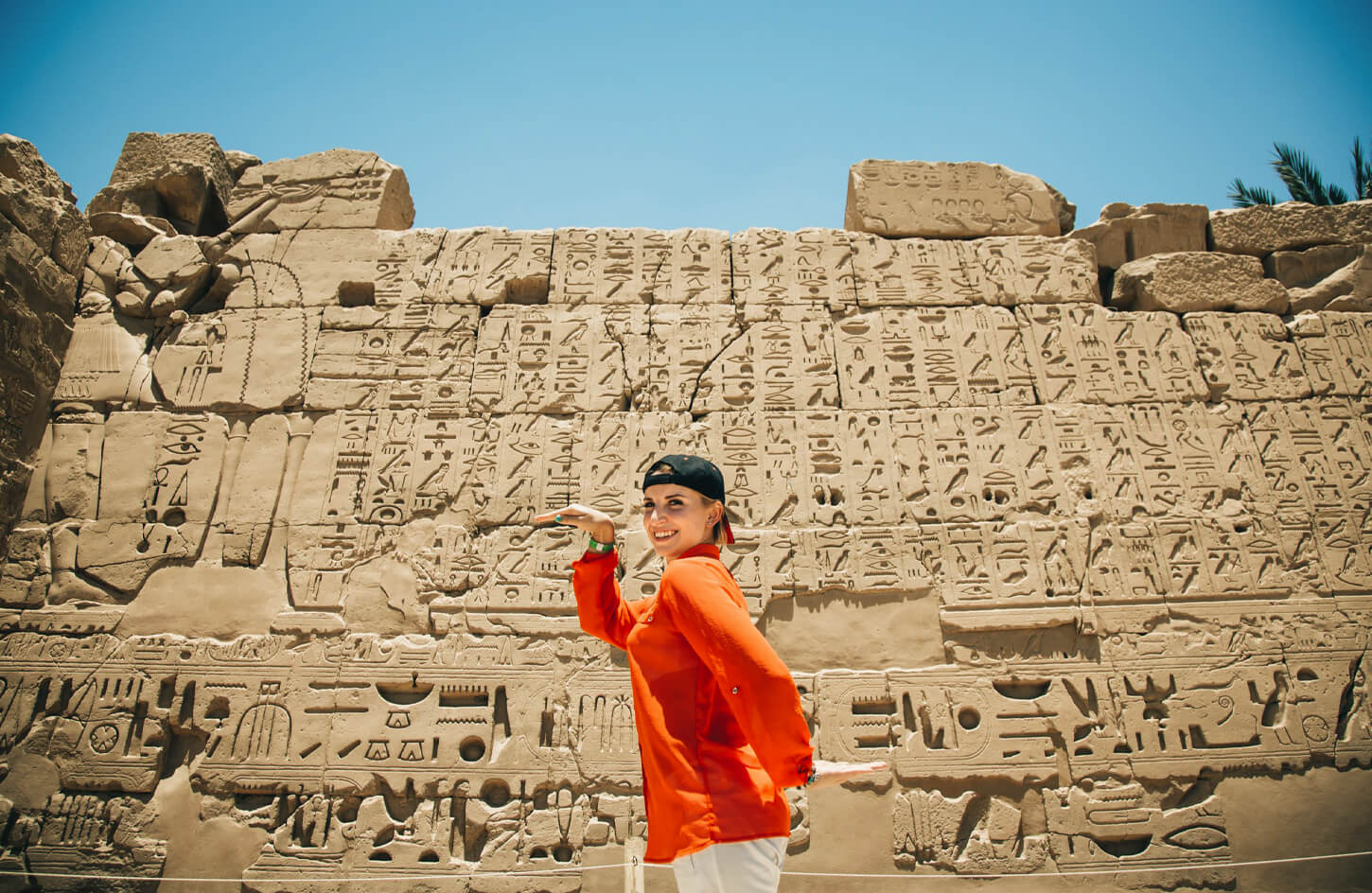 A tourist in Luxor Temple