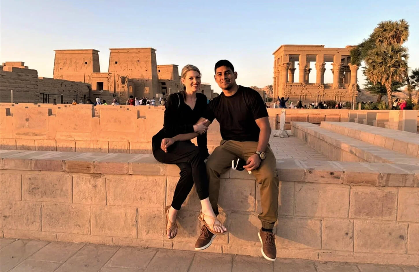 A couple at Philae Temple in Aswan