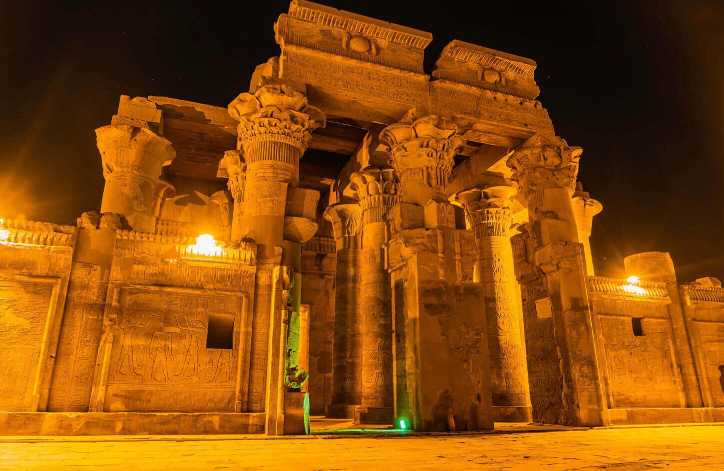 The magnificent Kom Ombo Temple from Luxor at night