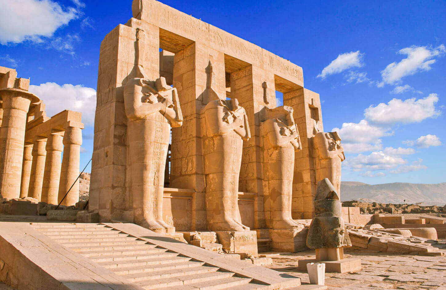 Some of the broken statues of Luxor