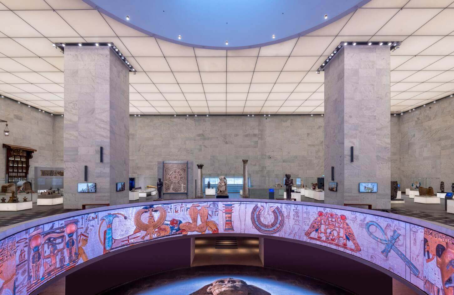 The main hall with the hologram at the egyptian museum of civilizations