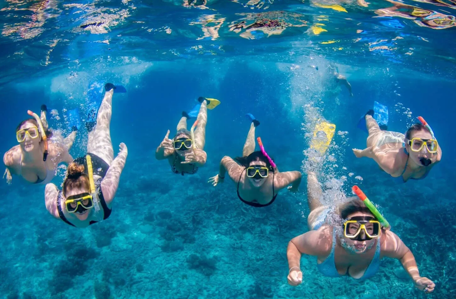 Scuba diving group underwater in Sharm El Sheikh