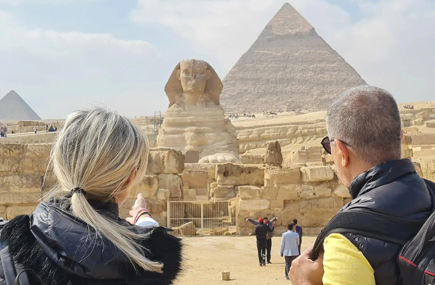 Couple in front of the Giza Pyramids