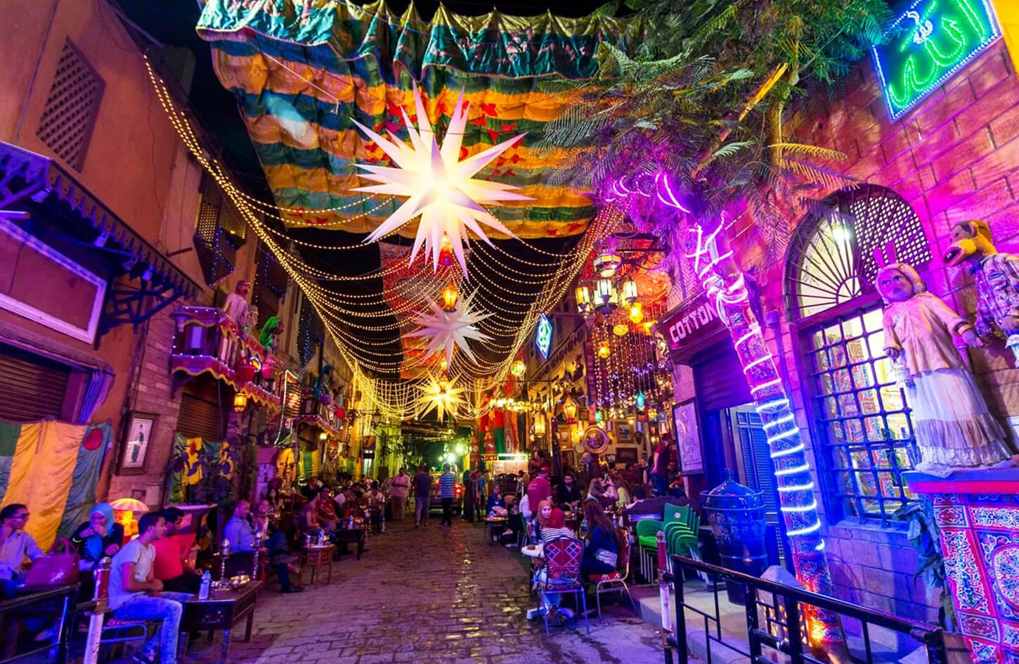 Decorated street in Egypt during Ramadan