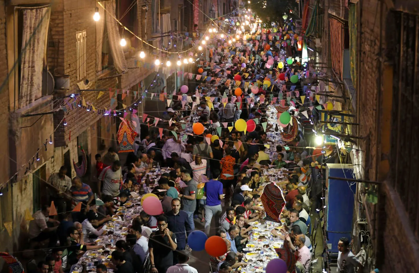 Cairo street decorated for Ramadan