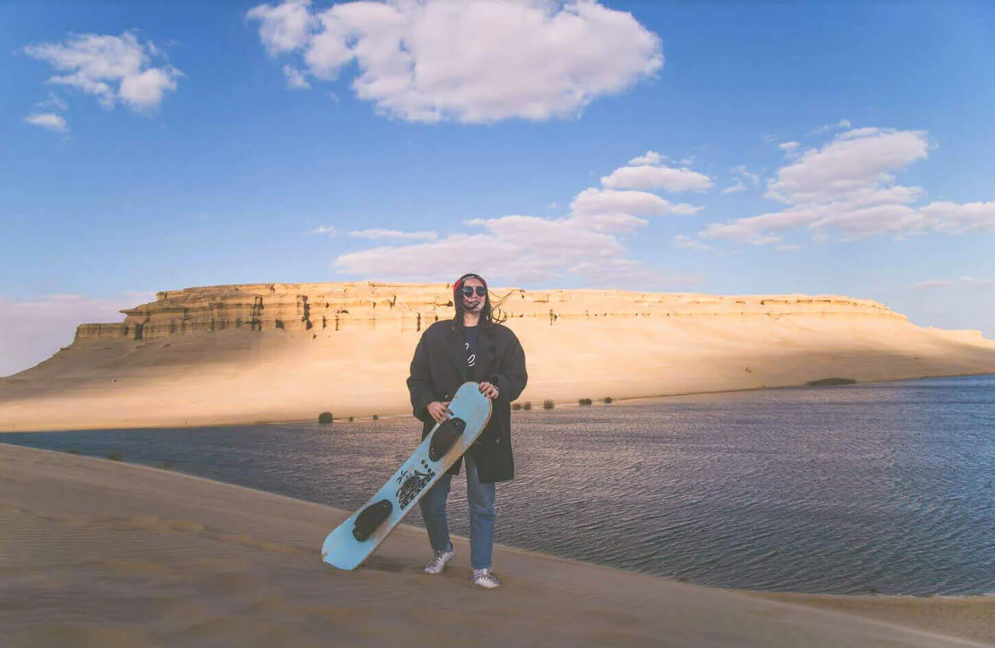 A girl practicing sand skating