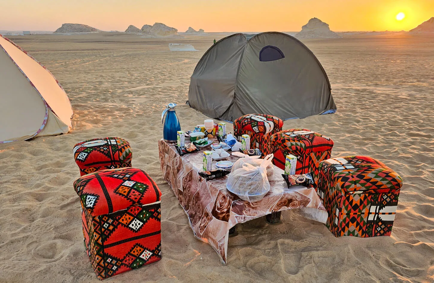 Breakfast at a camp in Bahariya Oasis
