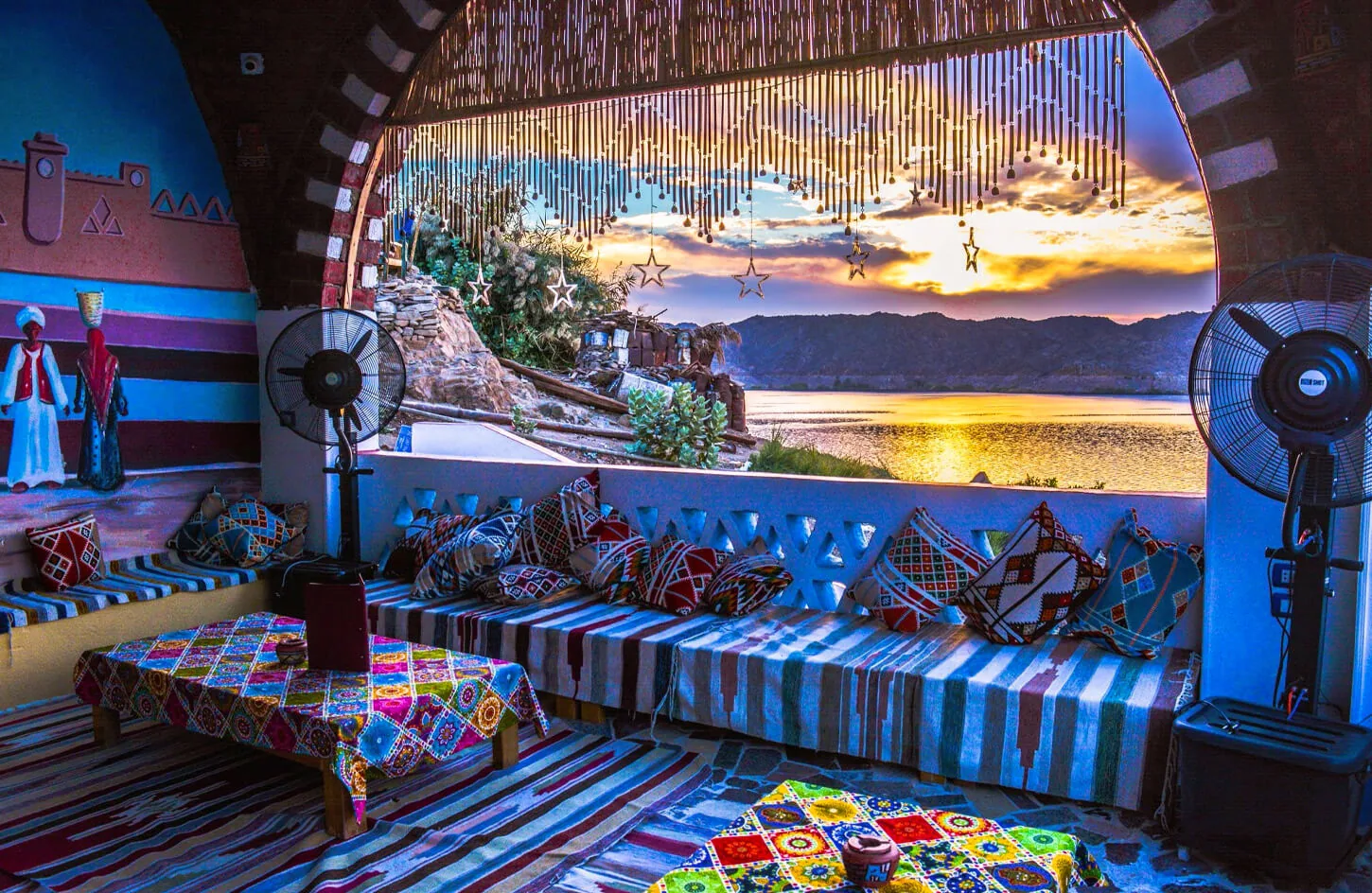 From inside one of the Nubian houses at sunset