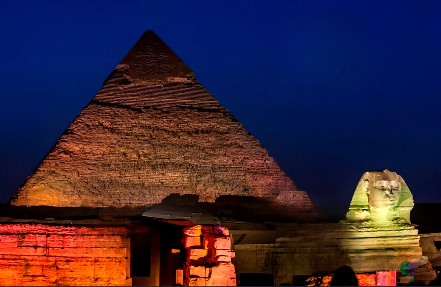 From the sound and light show at the Pyramids of Giza