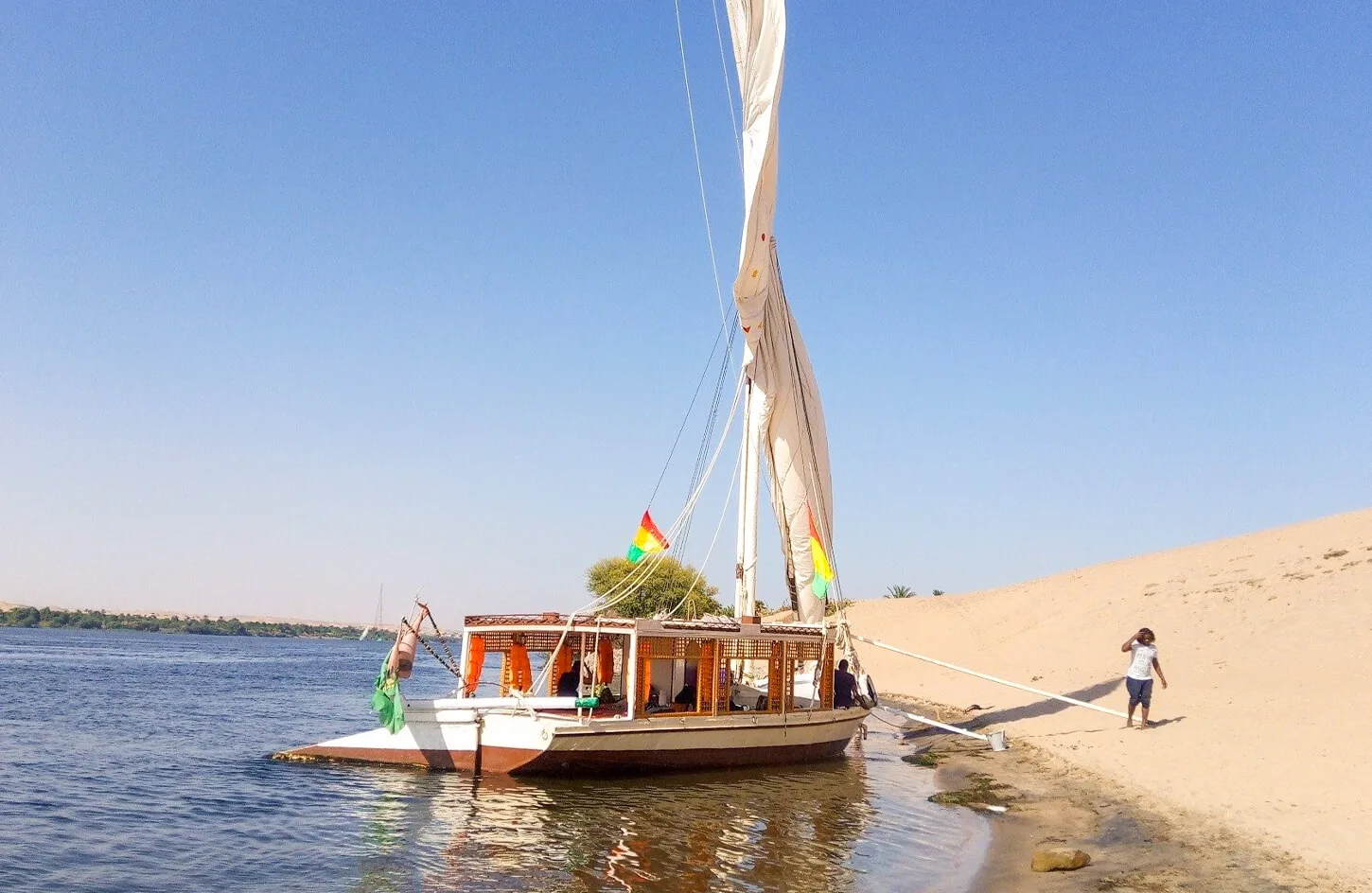 A striking image of a jamaican felucca in luxor