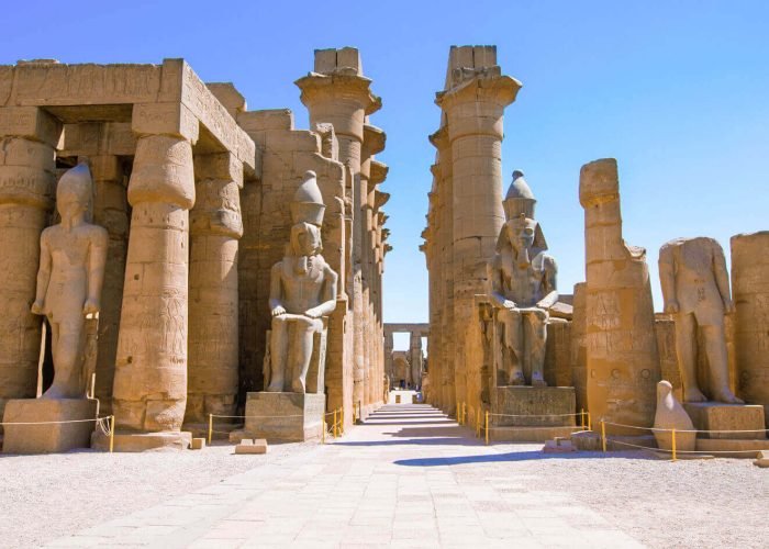 The-wonderful-statues-in-front-of-the-entrance-to-Luxor-Temple