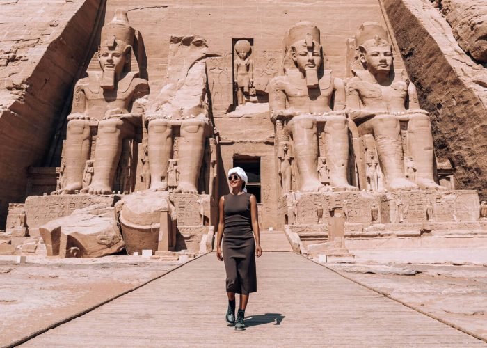 A-wonderful-picture-of-a-woman-in-front-of-Abu-Simbel-Temple